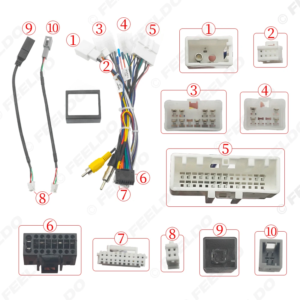 FEELDO Car 16pin Power Cord Wiring Harness Adapter With Canbus For Toyota Camry(2021)/Sienna(2021,2018)Installation Head Unit