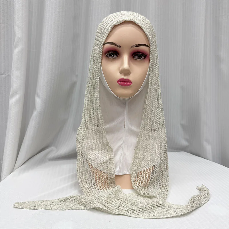 

Exquisite bright diamond-patterned lace headscarf, Muslim fashion long scarf, lightweight and comfortable versatile Middle