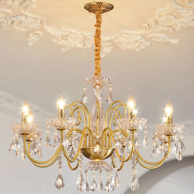 

Modern Crystal Chandelier New French Style Living Room lighting Luxury Restaurant Led Lamps Vintage Palace Candle Chandeliers