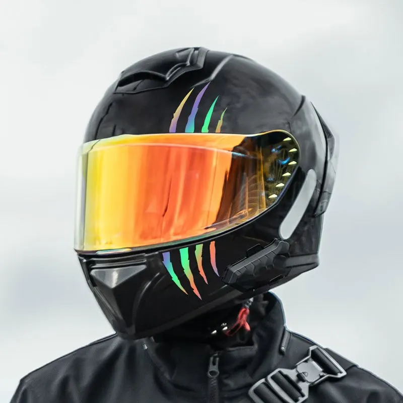 Pegatinas para casco de motocicleta, calcomanías creativas de vinilo con arañazos de garra de monstruo, impermeables, bricolaje, tanque de