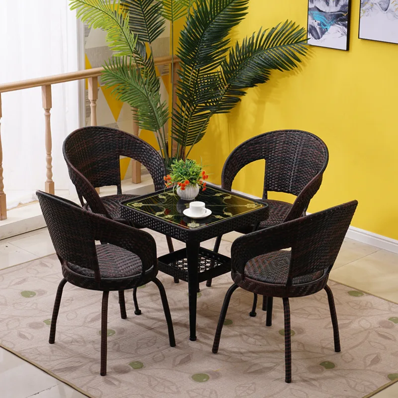 طاولة شاي شرفة منزلية طاولة صغيرة وكراسي كرسي خلفي واحد للترفيه في الهواء الطلق #2