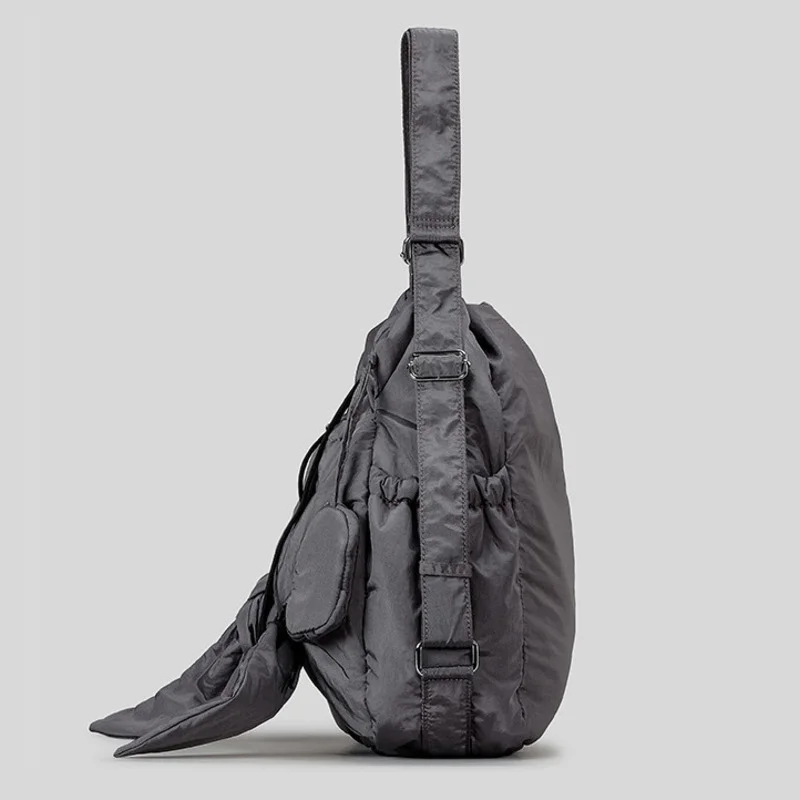 Sac à dos Wstring de proximité plissé pour femme, sac à dos en nylon décontracté avec nœud pour femme, sac étudiant léger, sac de voyage de grande capacité, mode