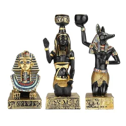 Resin Figurines Candleholder Retro Ancient Egyptian Goddess Sphinx Anubis Shape Candlestick Crafts Home Decorative Ornaments
