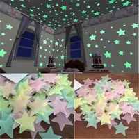 100 Pcs Luminous Fluorescent Wall Stickers 3D Stars Glow in The Dark Wall Stickers for Kids Baby Room Bedroom Ceiling Home Decor