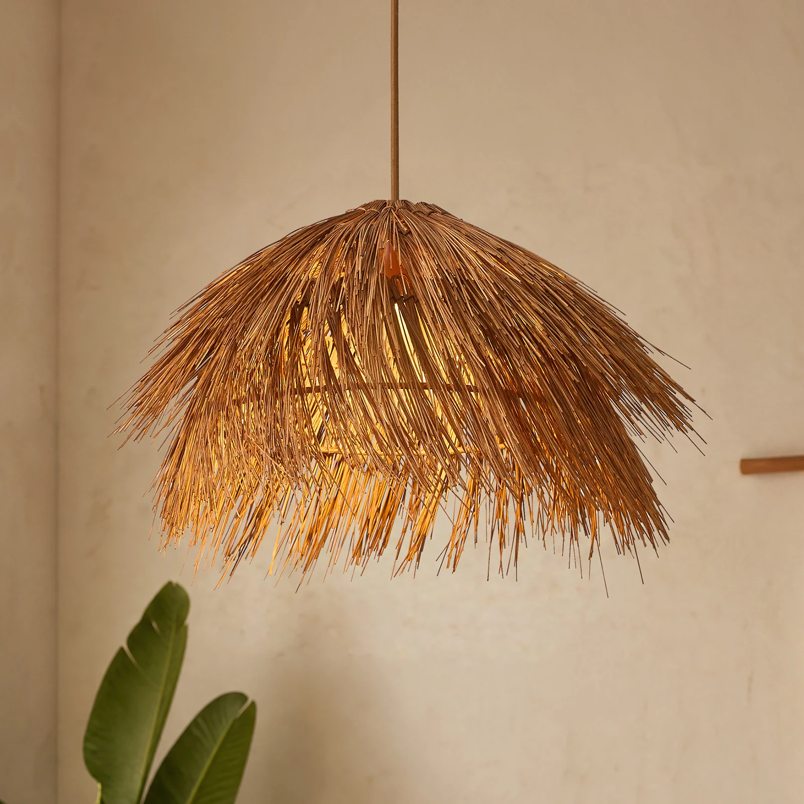 

Bohemian Rattan Chandelier E26 Courtyard Restaurant Kitchen Island Balcony Entrance Area Farmhouse Rattan Chandelier