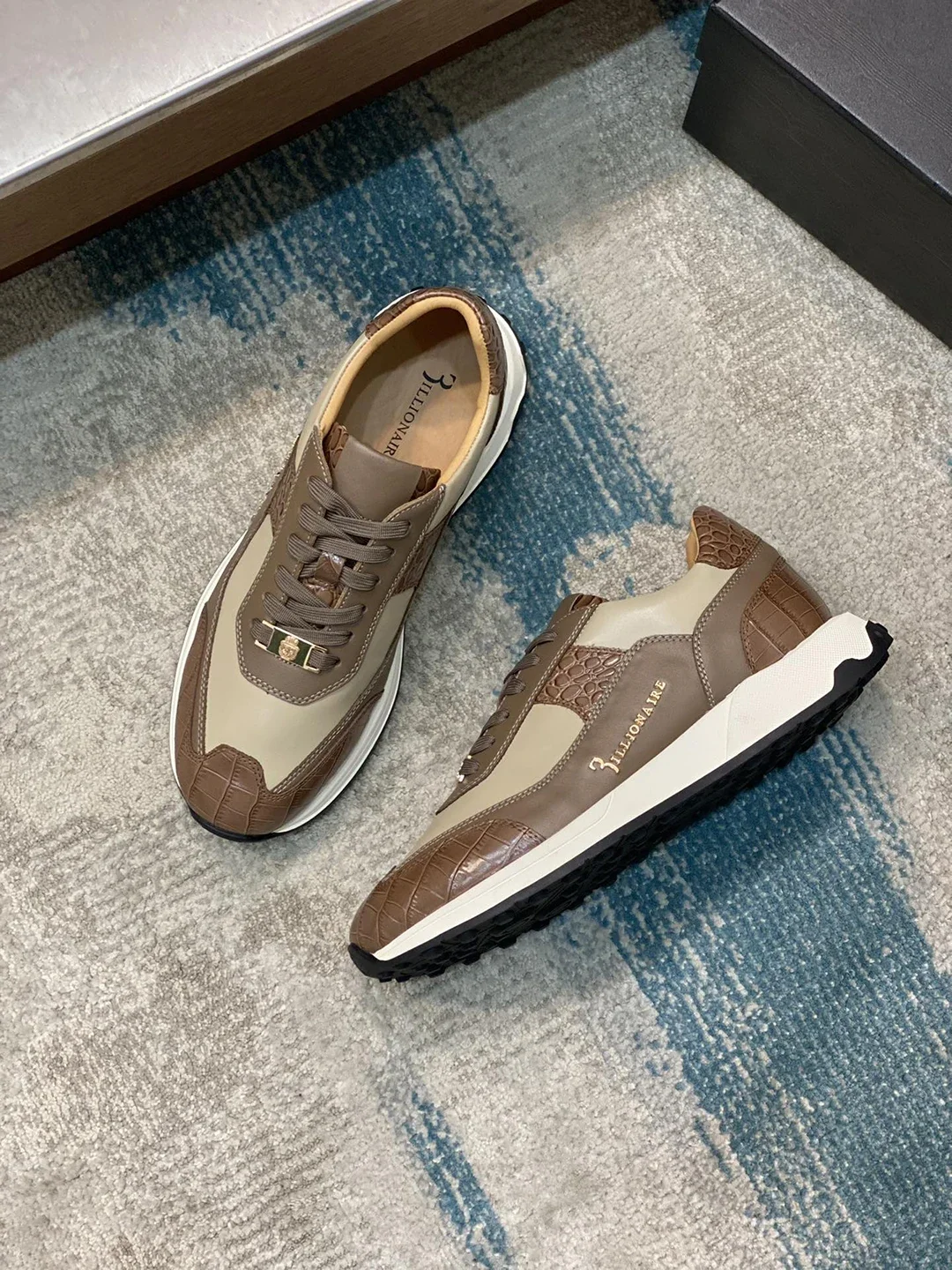 BILLIONAIRE 2025 New Shoes Calf leather stitching leather Sports comfort high-quality outdoors Men European big size 39-45