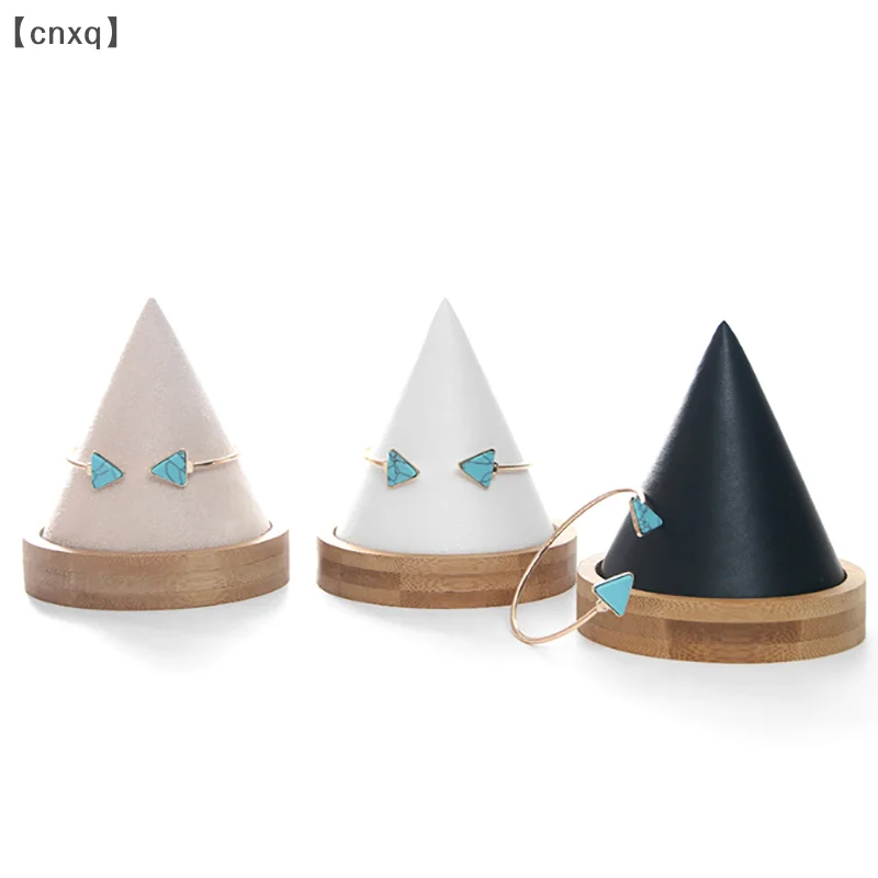 

[XQ23] Creative Wood Cone Bracelet Display Stand Ring Bangle Anklet Chain Necklace Jewelry Storage Rack HolderJewellery Props