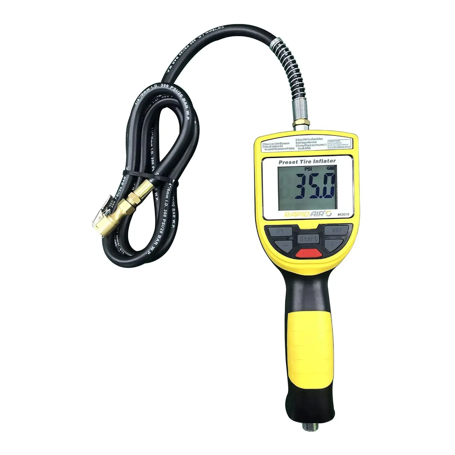 Car Tire Inflator, Rechargeable Battery-Powered Electric Inflation Device, 5 Psi to 175 Psi Pressure Range, 175 Psi Maximum