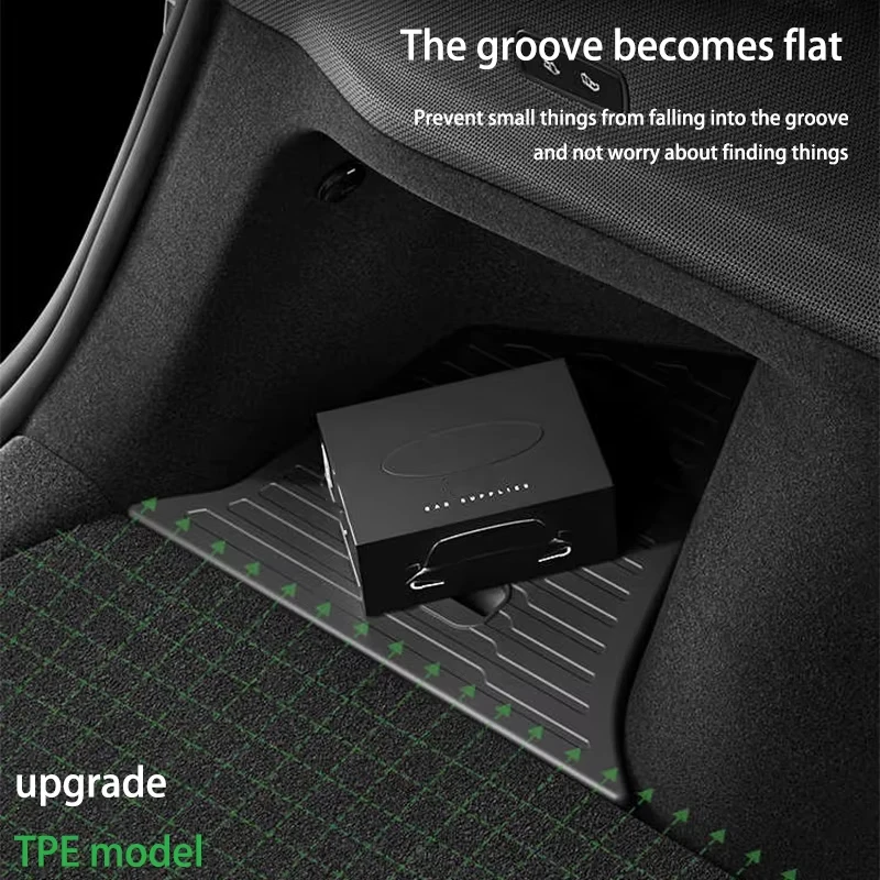 Tesla Model Y Juniper 2025 + TPE 자동차 트렁크 사이드 스토리지 박스 용 FutCarter 새로운 커버 매트 파티션 보드 Stowing Space 장식 썸네일 4