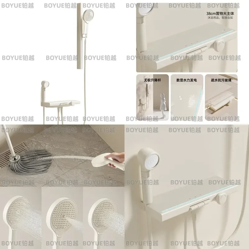 Solid Brass Rainfall Shower Set High Pressure Bathroom Handheld Sprayer Kit Wall Mounted Luxury Bath Faucet System