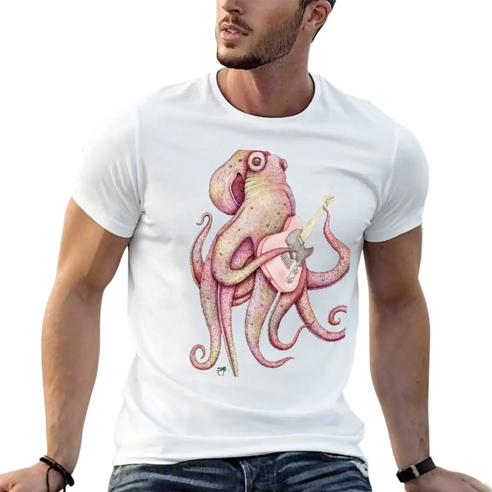 POLAH - the axe wielding Octopus - Red T-Shirt quick-drying customs design your own Men's cotton t-shirt