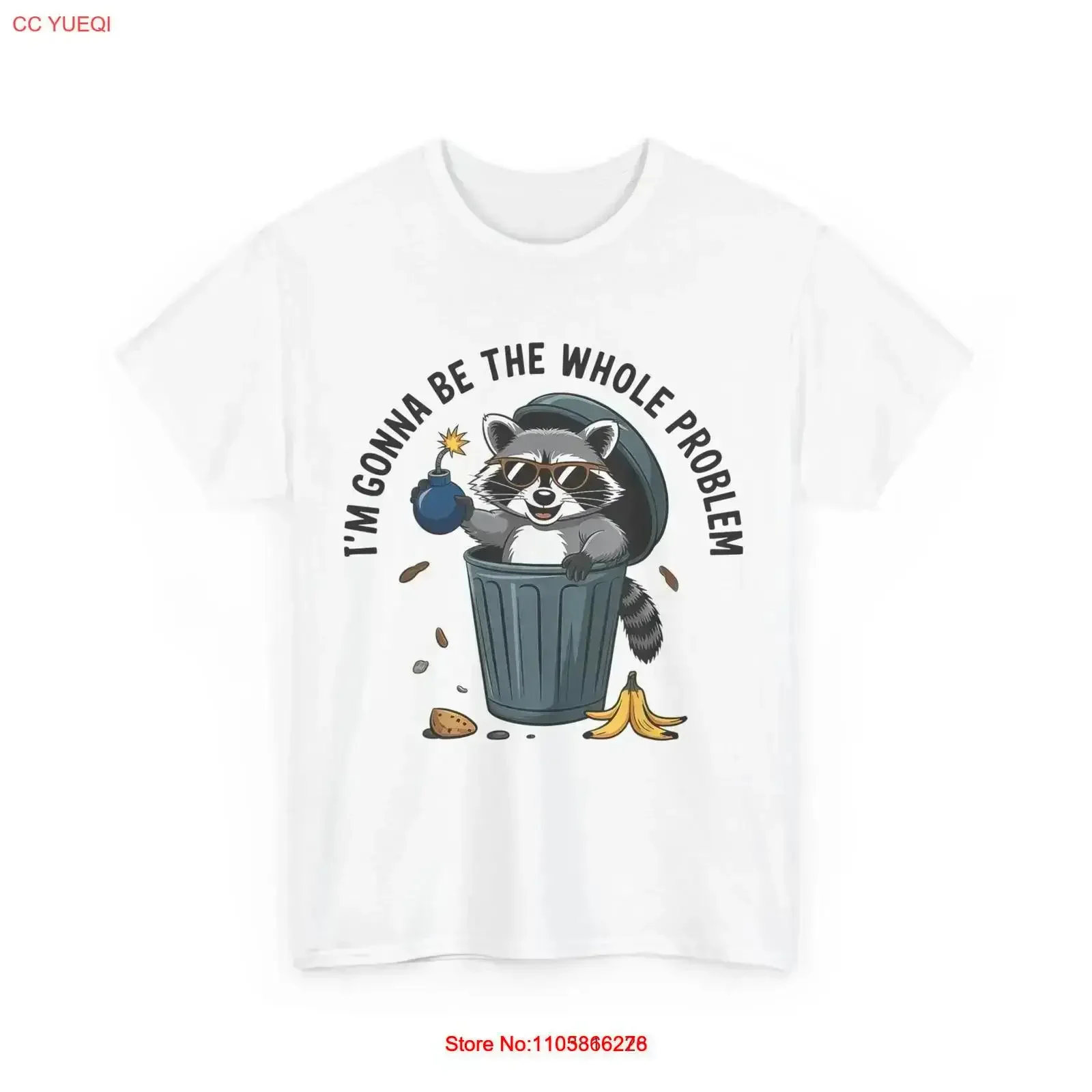 I'm Gonna Be The Whole Problem Waschbär-T-Shirt mit lustigem Spruch, Vintage-Stil, gewaschen, dehnbar, vielseitig, grafische Streetwear-Mode