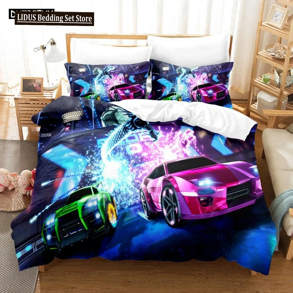 Rocket League Single Bedding Set America Car Gaming Bed Linen Boys Teens Double Twin Queen King Size Duvet Cover With Pillowcase