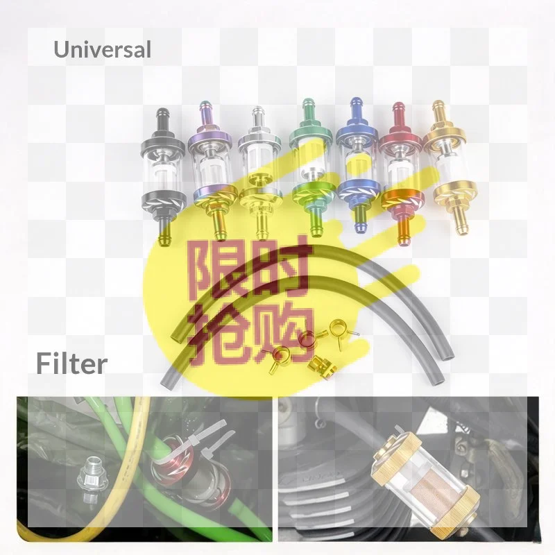 【CMO】Motorcycle Fuel Filter Kit Washable Filter For  Fuel Lines With Fuel Hose Clamps Universal For Dirt Bike ATV Scooter