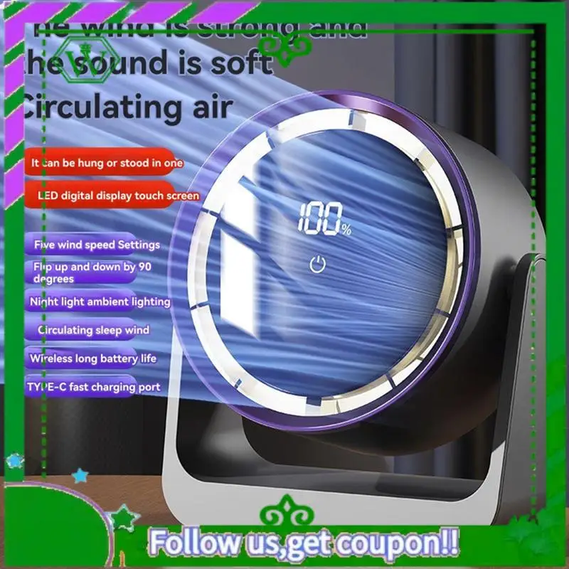 

Reliable-Rechargeable Desktop Circulating Fan Large Capacity Mini Table Fan With Remote Control Wall-Mounted Fan With Night Ligh
