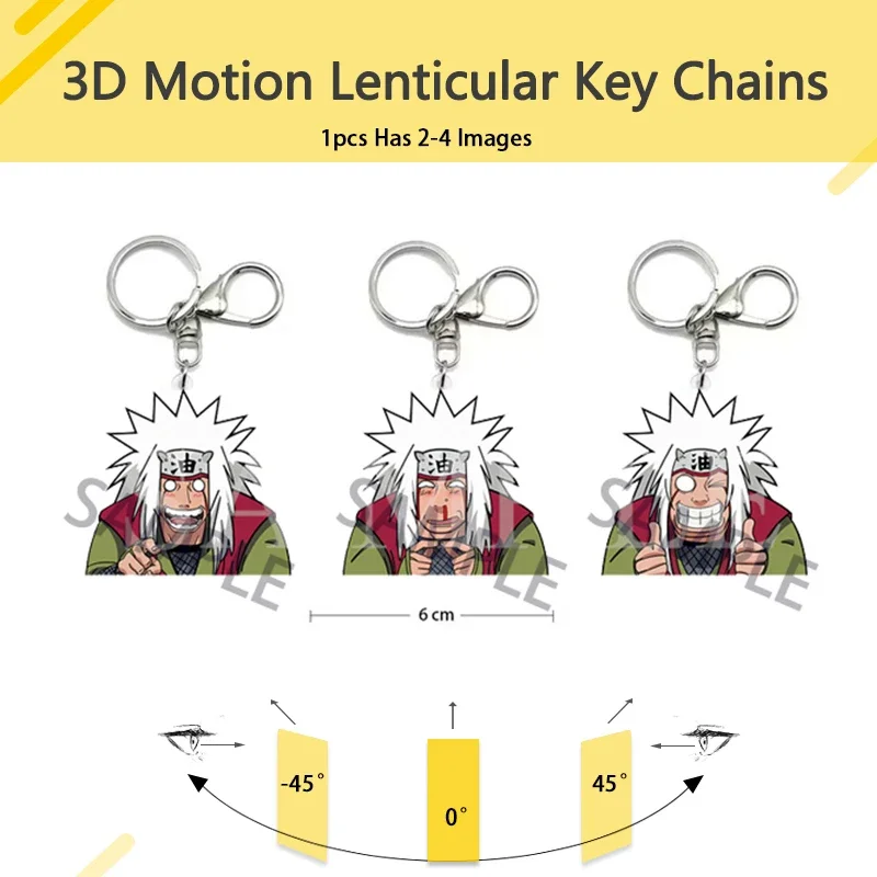 NARUTO Jiraiya Motion Key Chains Acrylic Keychains Bag Pendant Car Keyring Anime Peripheral Gift Creative Key Chains