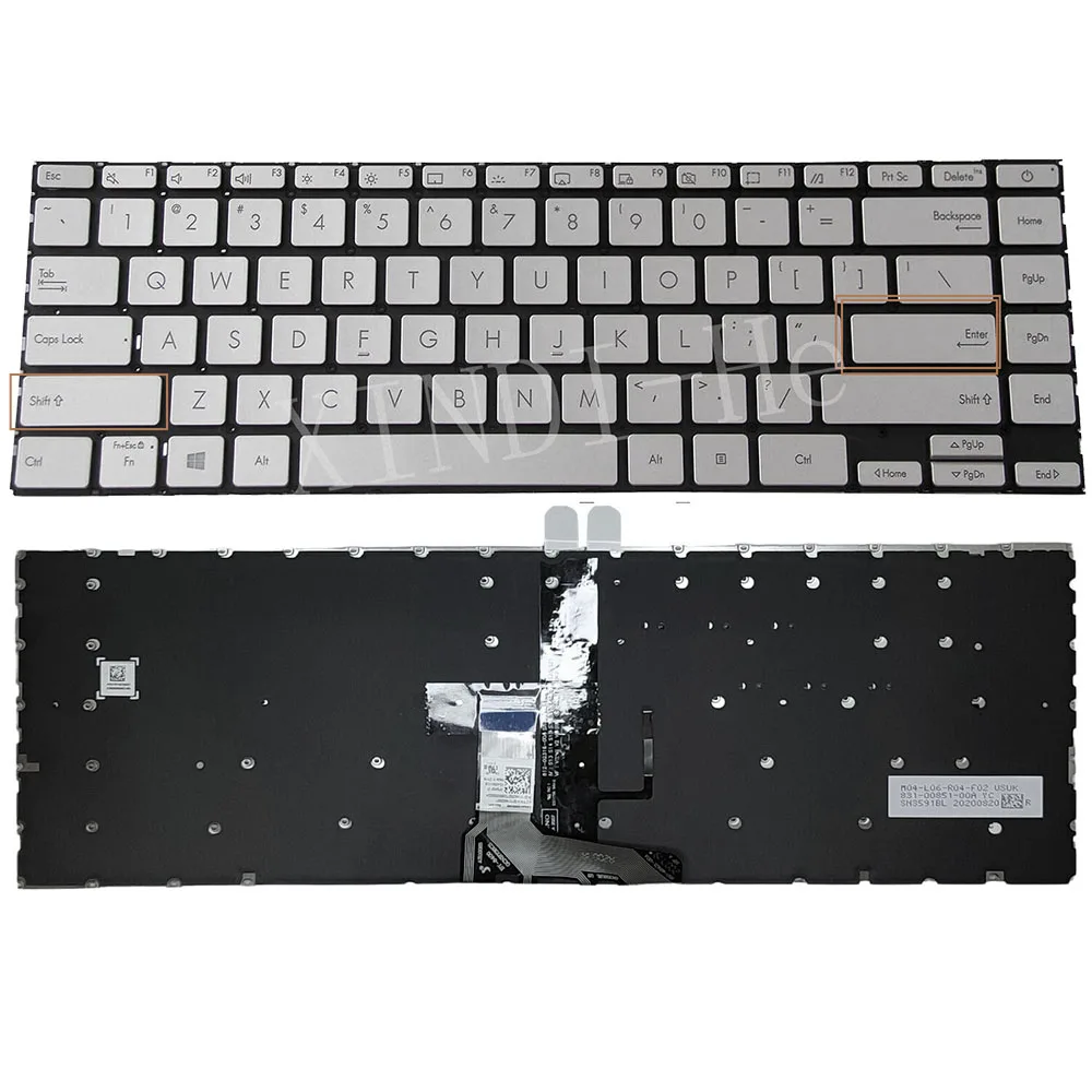 

US Backlight Laptop Keyboard for Asus Zenbook 14 UX425 UM425 UM425I UM425IA UM425QA UX425E UX425EA UX425J UX425JA Silver