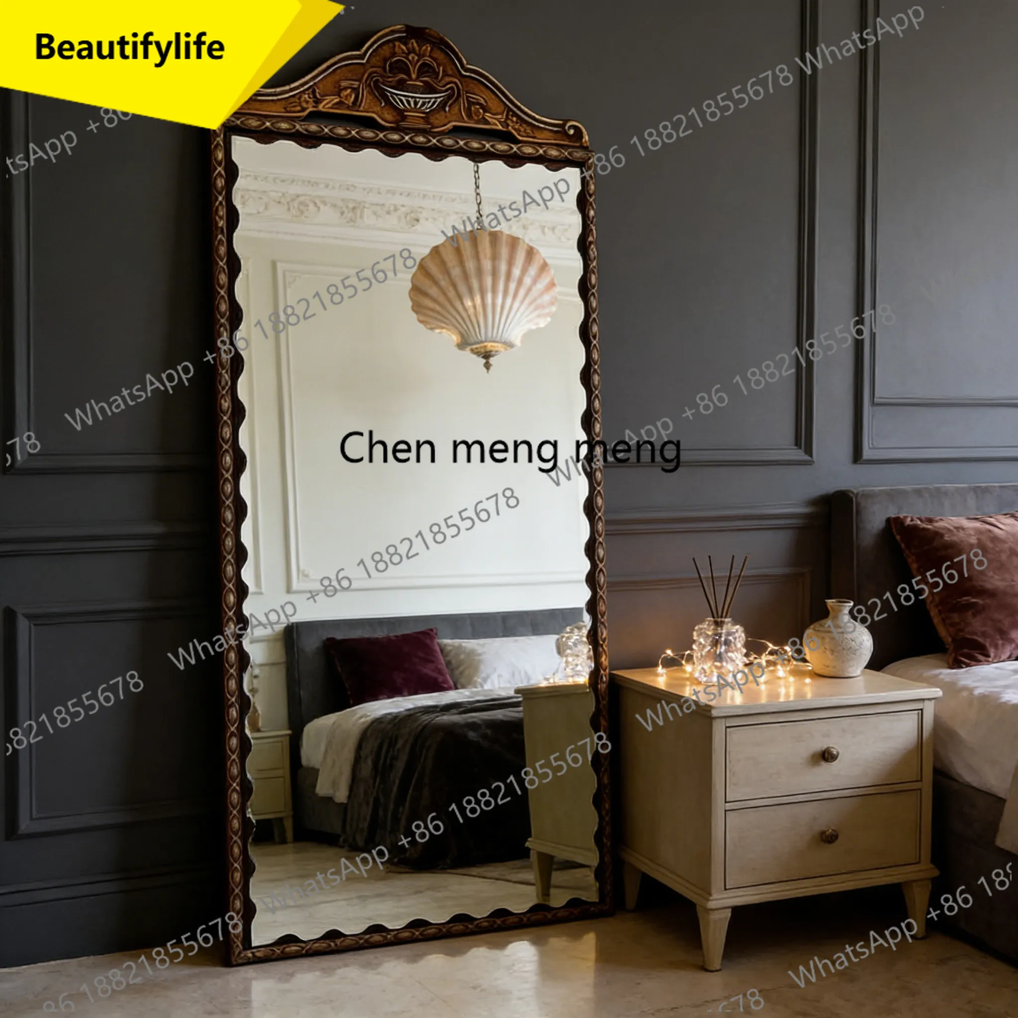 A17 Retro-Standspiegel für Zuhause, Schlafzimmer, Wohnzimmer, Ganzkörperspiegel, Spiegel in französischem Palaststil, neuer chinesischer Stil.