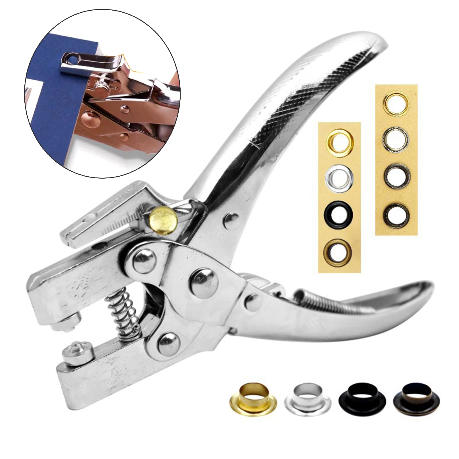 Professional Eyelet Hole Punch Pliers Kit 100 Eyelets Grommet Metal Tool for Fabric Leather Belts Canvas Shoes Punching Tools