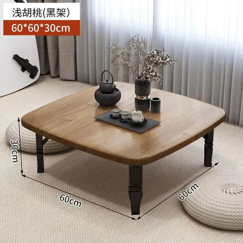 Ins Tatami Foldable Tea Table Rural Simple Dining Wooden Table Bedroom Bay Window Living Room Small Tea Table