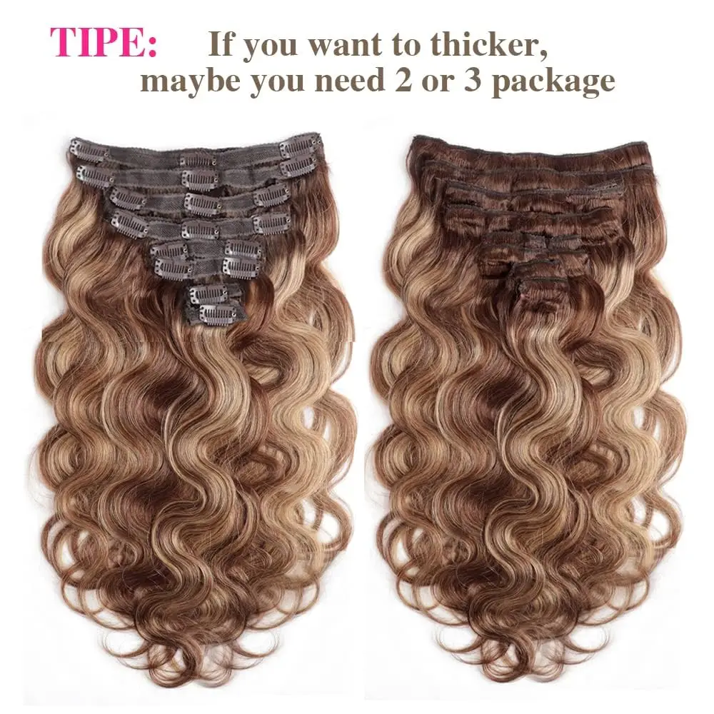 مشبك شعر مموج في وصلات الشعر شعر بشري P4/27 تسليط الضوء على 100% شعر بشري ريمي برازيلي غير معالج للنساء #5