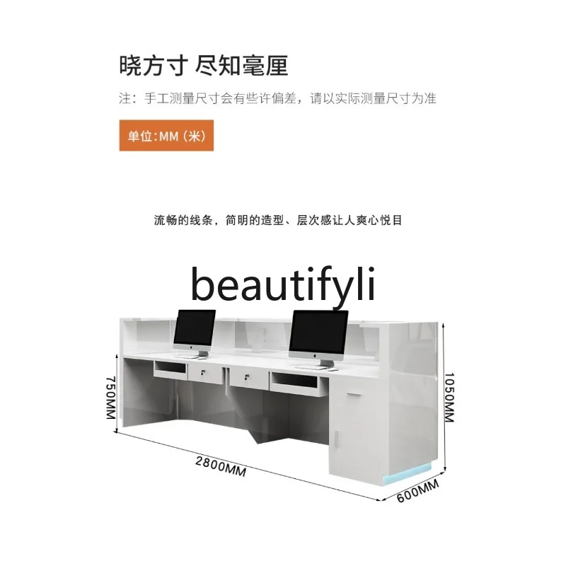 طاولة بار مكتب الشركة المطلية بسيطة وحديثة لصالونات التجميل وأمين الصندوق ومكتب الاستقبال الإبداعي