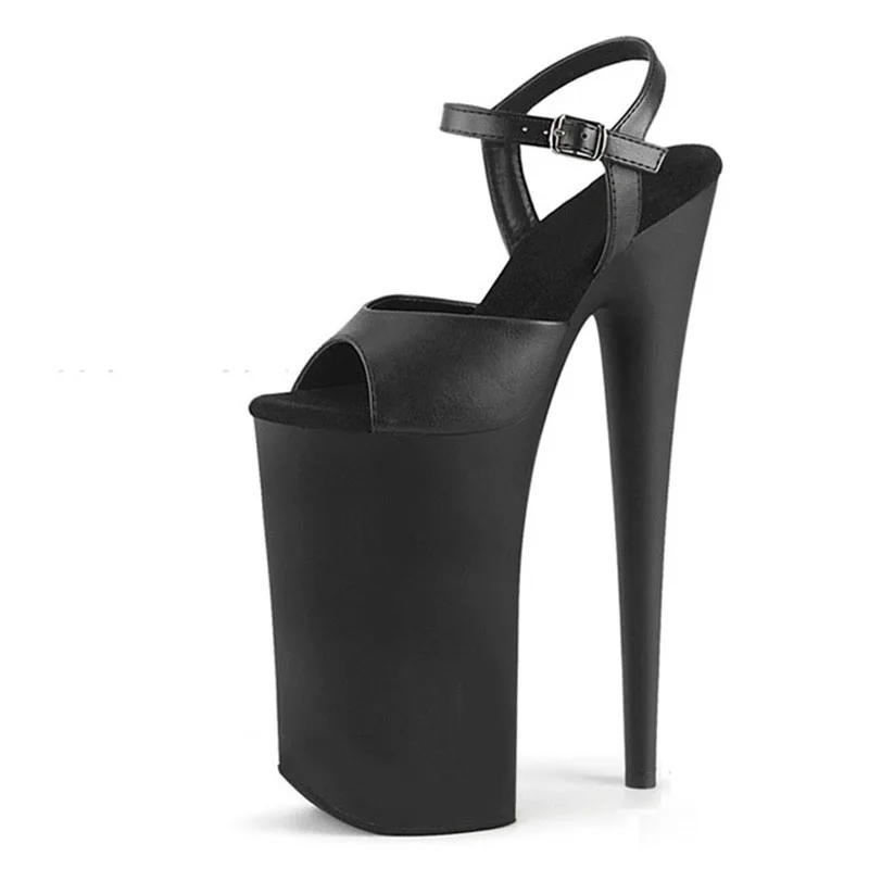 

Nightclub Sexy Pole Dance 26CM Gladiator Sandals Black Matte Stripper Shoes Summer Women Model Show Platform High Heels