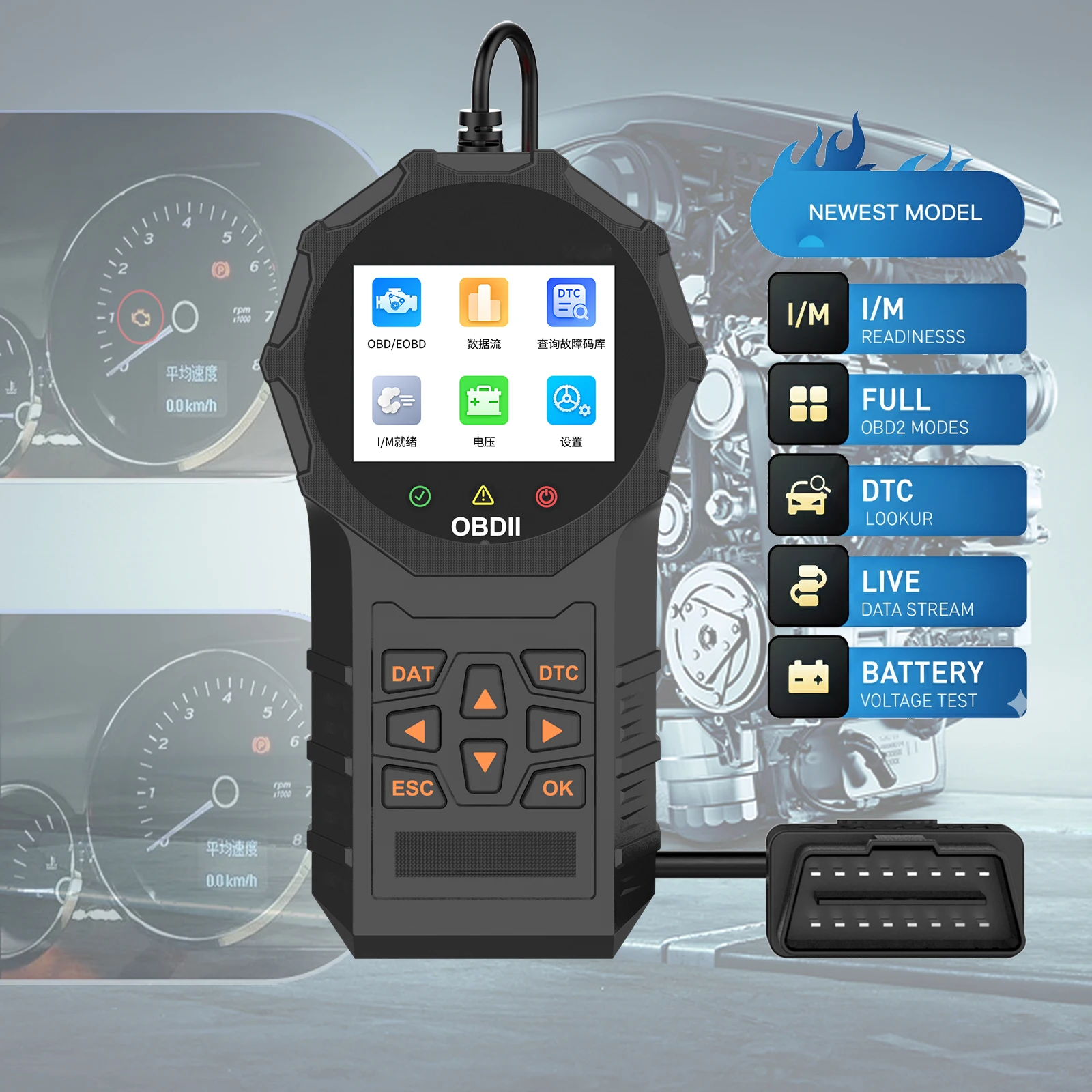 

ACECYV320 OBD2 GM Diagnostic Scanner, 2.8-Inch Color Screen, I/M Test, Contaminant Detection, 9 Protocols, 1-Year Warranty