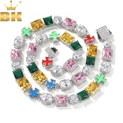 THE BLING KING Multi Color Oil Chain Gem Necklace Iced Out 5A+ Colorful Cubic Zircon Luxury Bracelet Necklace Hiphop Jewelry