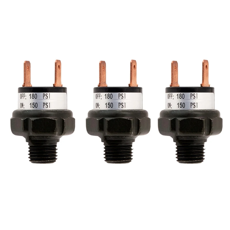 Npt 1/4 Air Compressor Tank Pressure Control Switch 150 Psi On-180 Psi Off Air Ride Suspension(3Pk)