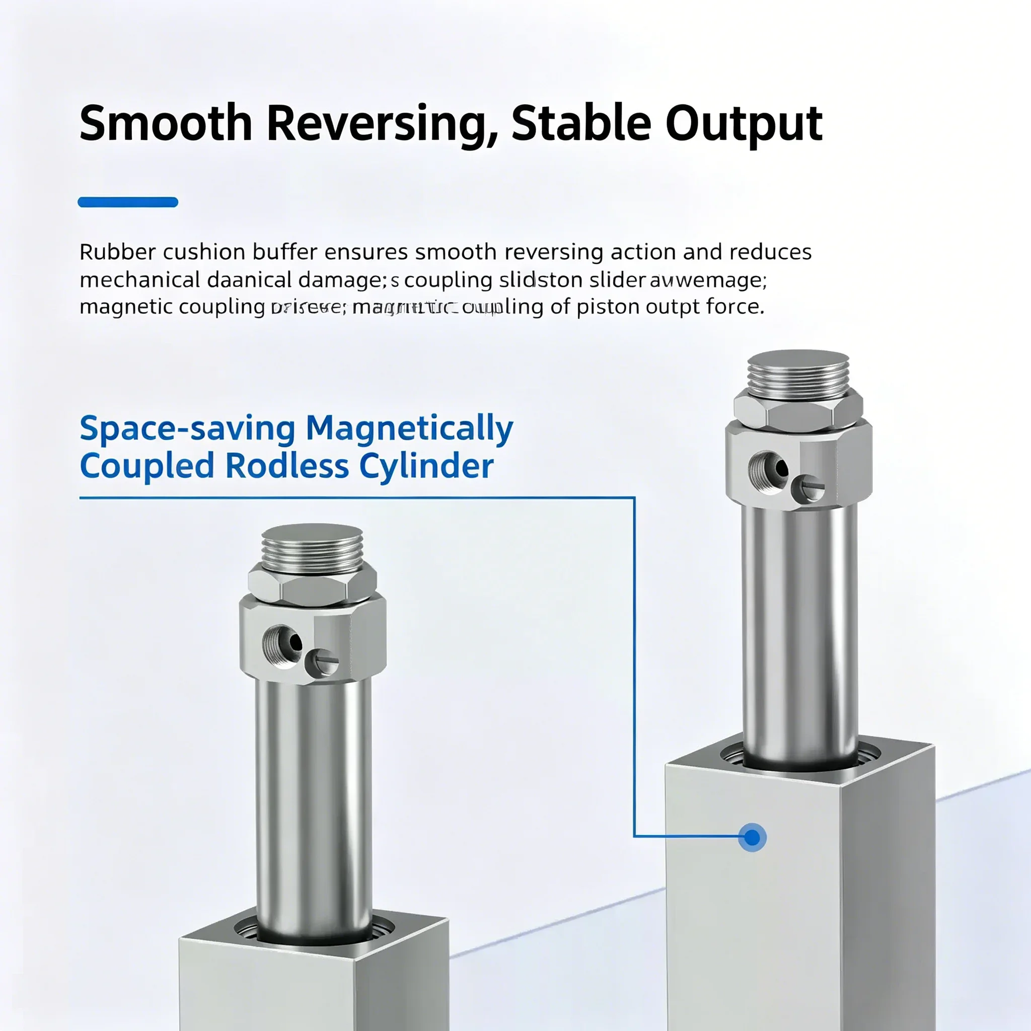 HLH RMS Series Air Cylinder 10/16/20/25/32 40mm Bore Rodless Magnetic Cylinders 50 100 150 200 250 300mm Stroke Pneumatic Cylind