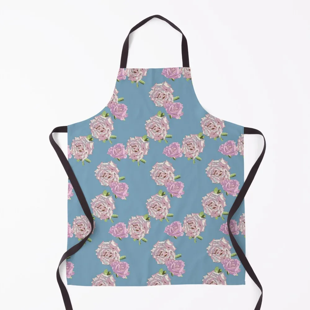 Country Lane Blue Roses Apron Woman Work painters Things For Home And Kitchen Kitchen For Women Apron