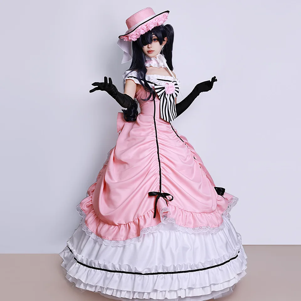 black butler pink dress Black Butler Ciel Cosplay Costume Set Anime Wig Dress