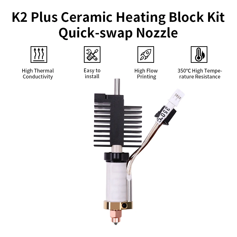 

Hotend Kit For Creality K2 Plus Ceramic Heating Block Replacement Printing Head Hardened Steel Quick-Swap Nozzle For K2 Plus
