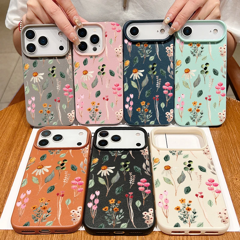 Colorful Plants Printed Leather Texture TPU Case For iPhone 17 Air 16e 16 15 Pro Max 14 13 12 Pro Max 11 Silicone Phone Cover - view 6