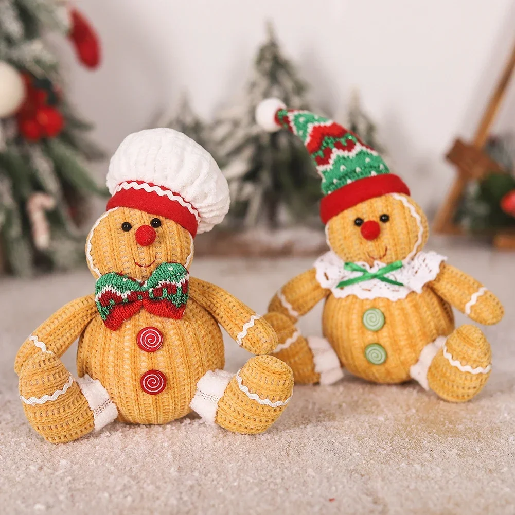 Christmas Gingerbread-Doll Sitting Posture Cartoon Chef Hat Biscuit Man Pendant Merry Christmas Decor For Home Xmas Ornaments