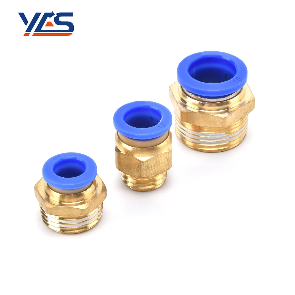 PC Type Straight Through Plug In Pneumatic Fittings Male Thread Valve Quick Connect Pipe Pneumatic Fittings