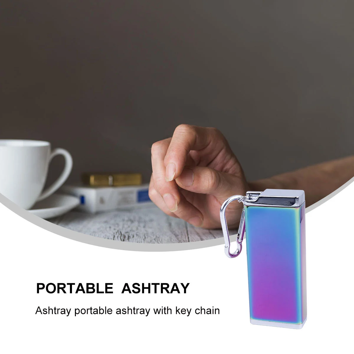

1pc Portable Ashtray Zinc Alloy Waterproof Wear Resistant Key Chain For Home Office Outdoor Creative Cigarette Holder