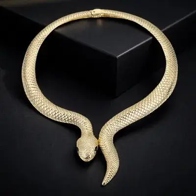 

Vintage Exaggerated Snake Necklace for Women Gold Adjustable Choker Halloween Party Jewelry Skin-Friendly Comfortable Mysterious
