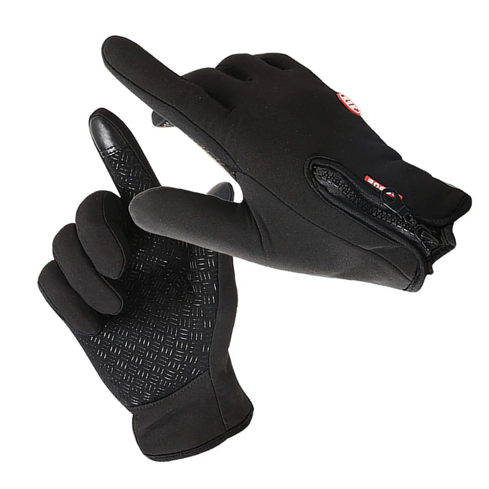 

Warm Winter Fleece Lined Touch Screen Gloves Black Large Fashion Full Finger Windproof Glove Mittens Outdoor Sports