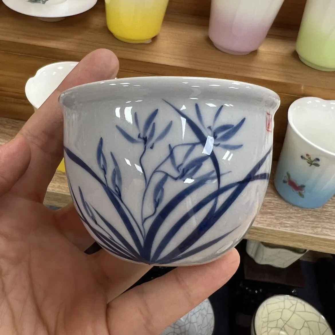 Retro Blue and White Cup Ceramic Cup Personal Cup Special Cylinder Cup Hand Color Landscape Cup Single Cup