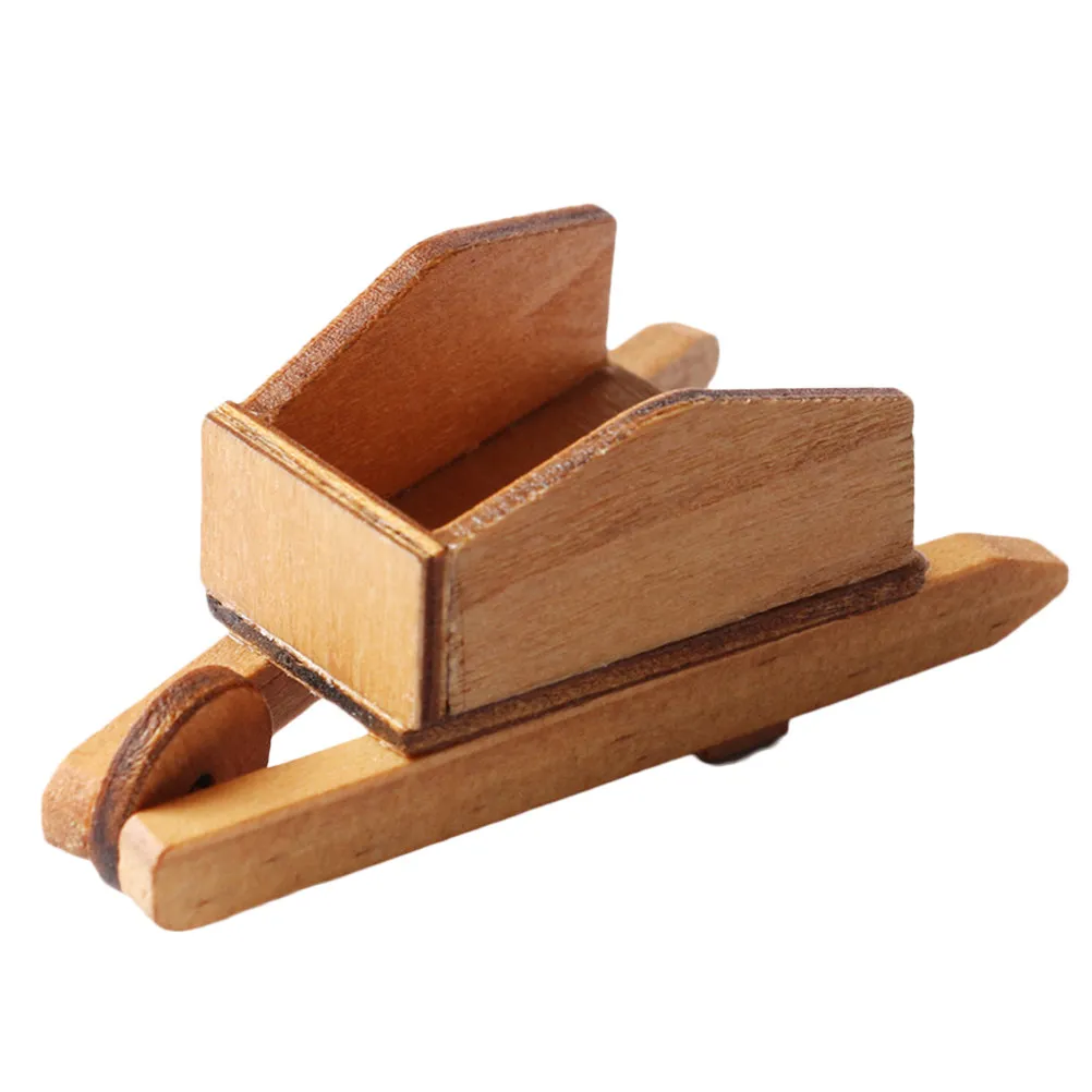 Mini chariot en bois délicat pour la décoration de mini-maisons, artisanat traditionnel, détails réalistes, jeu éducatif créatif pour la salle de jeux