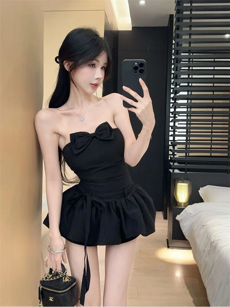 

Bla сексуальный укороченный топ с узлом для похудения Ele Chic в стиле ретро с высокой талией пышная юбка для пар, свадебное свидание