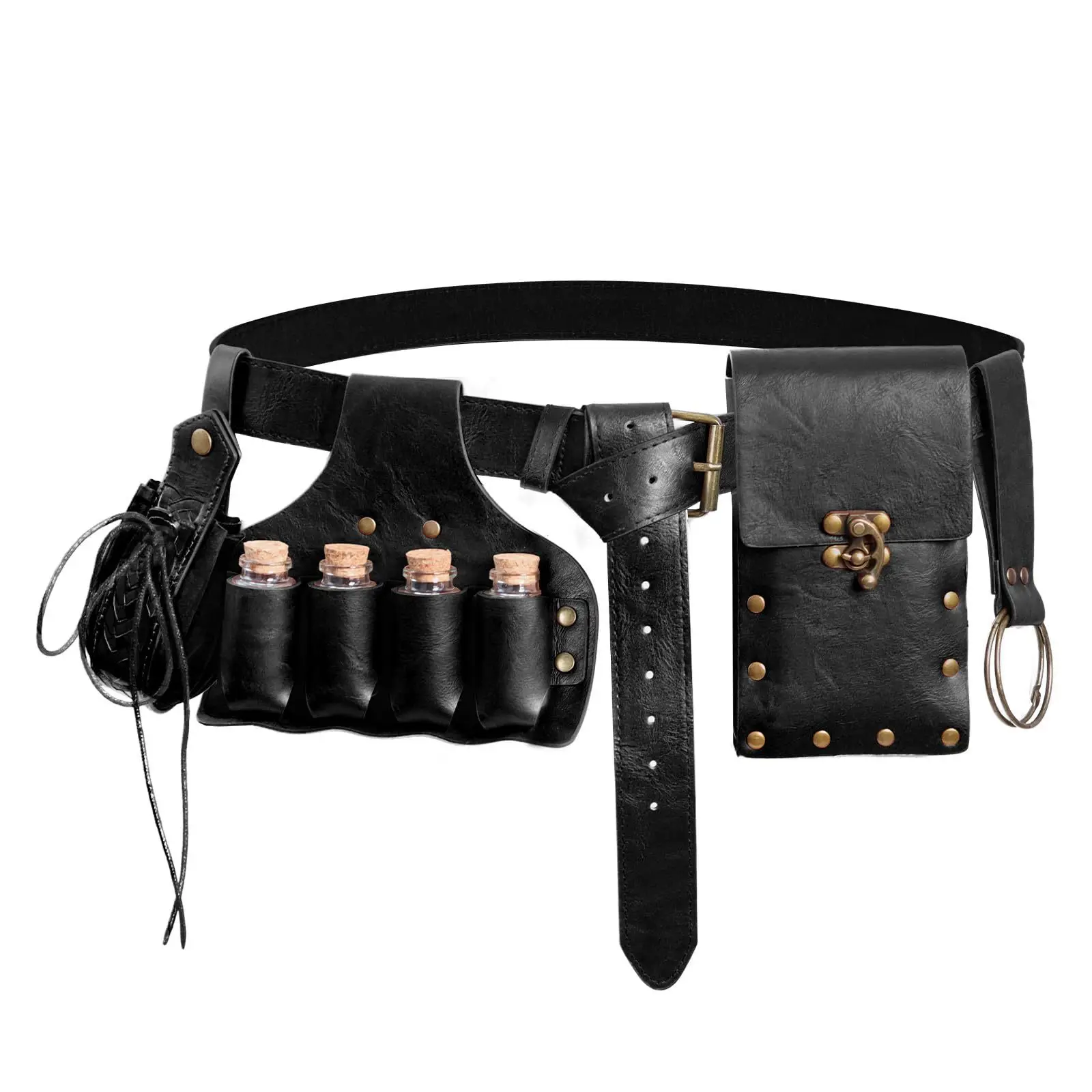 Adjustable Retro Medieval Belt Set Waist Pouch Viking-Style Retro Coin Purse Cosplay and Halloween Costume Accessory - view 3
