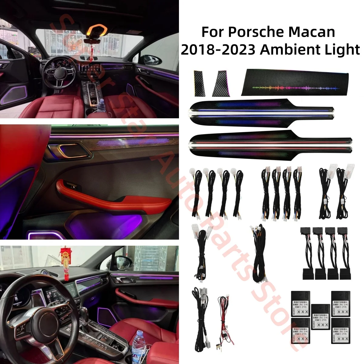 Atmosphere Lamp Fit for Porsche Macan 2017-2023 LED Ambient Light Automotive Interior lighting Upgrade Auto parts 1:1 trim strip