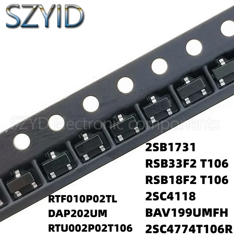 

100 шт. SOT323 RTF010P02TL DAP202UM RTU002P02T106 2SB1731 RSB33F2 T106 RSB18F2 T106 2SC4118 BAV199UMFH 2SC4774T106R