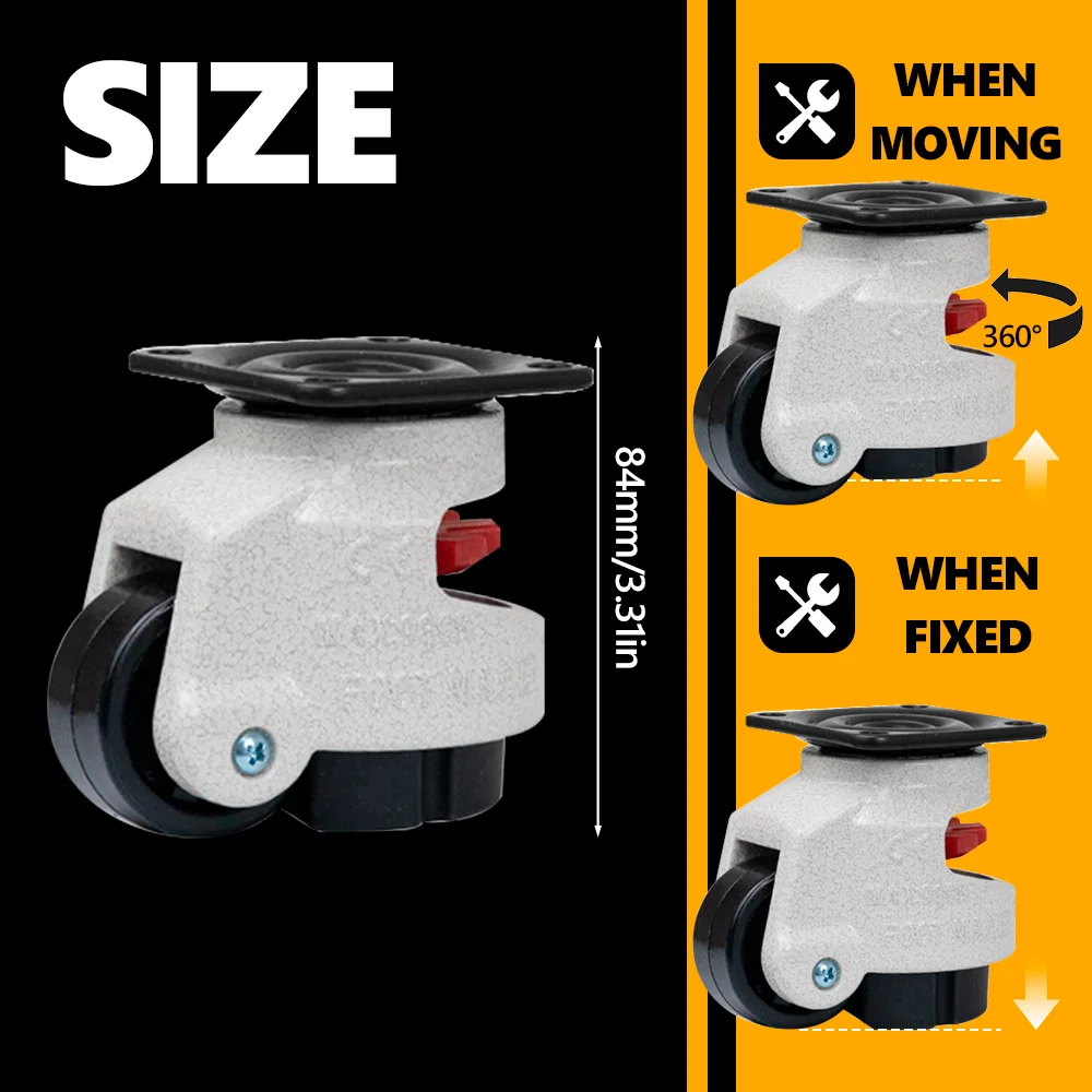 Retractable Leveling Casters, Telescopic Horizontal Adjustment Caster, Universal Anti-slip Wheel, for Vending, Workbench Machine