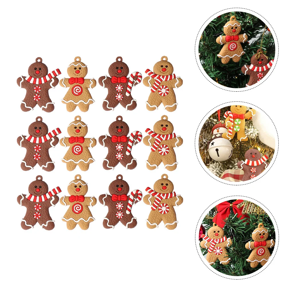 

24Pcs Hanging Gingerbread Man Christmas Ornaments Colorful Christmas Tree Decor Xmas Party Decoration Hanging Gingerbread Man