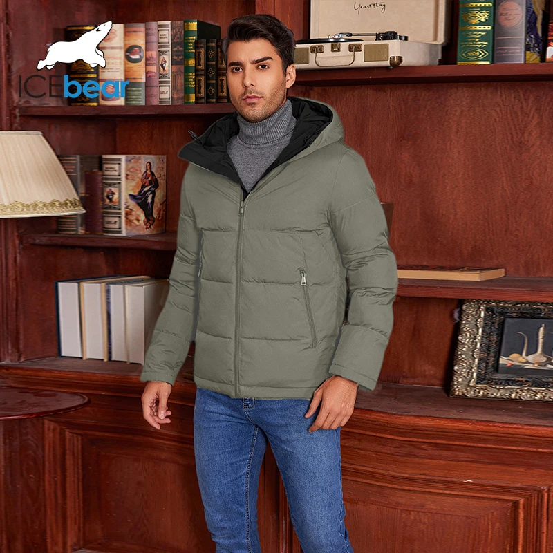 ICEbear 2024 New Winter Men\'s Warm Parker Jacket Men\'s Hooded Casual Thick Jacket Hood Jacket MWD4860I