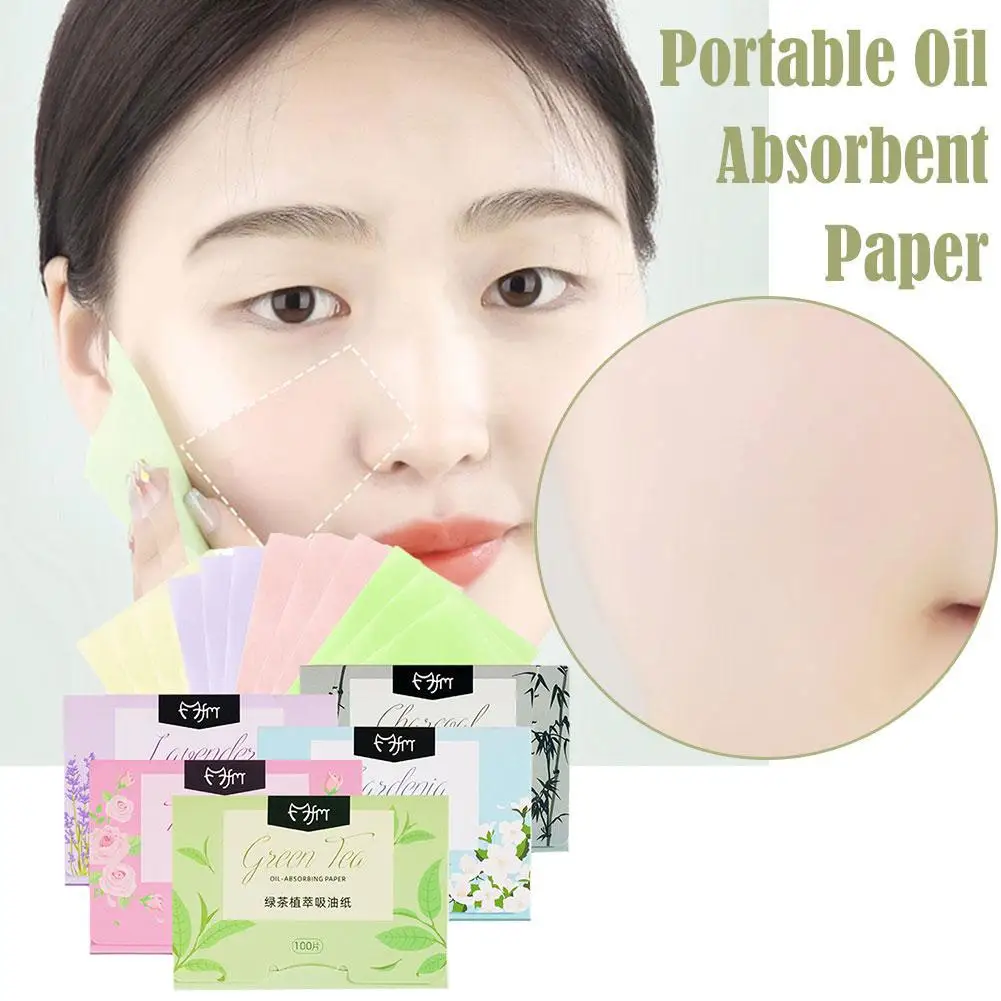 100Pcs Face Oil Blotting Paper Protable Face Wipes Facial Cleanser Oil Control Oil-absorbing Sheets Blotting Tissue Makeup Tool